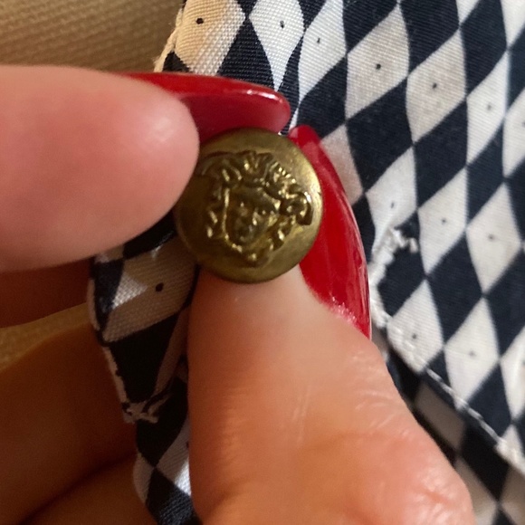 Women's Vintage Versace Diamond Checkered Button Down - Picture 10 of 14